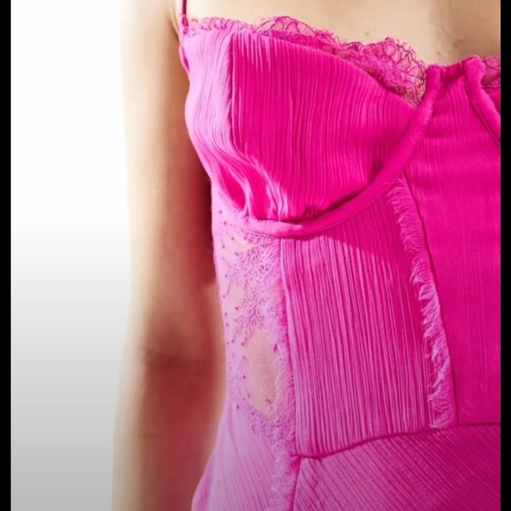 Asos Hot Pink Satin Slip Mini Dress